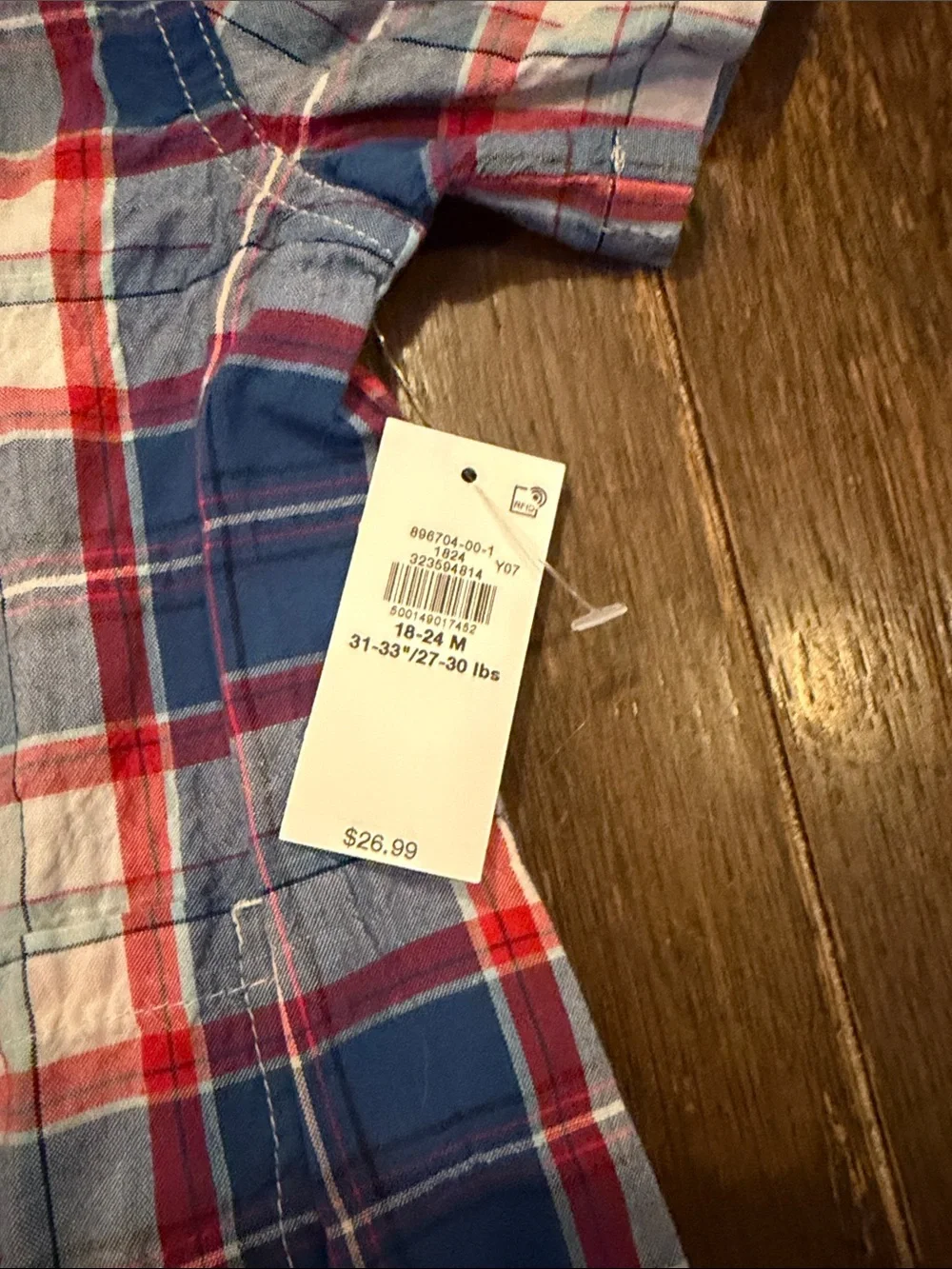 Old Navy Blue, Red & White Plaid Short-Sleeve One-Piece